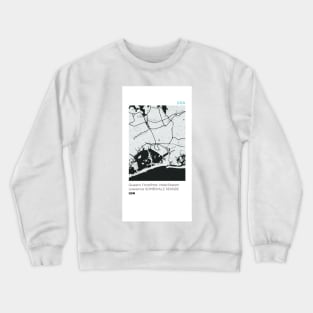 Map design  Queen's Floralpark Valler stream Lawrence Somerville Seaside Lga Crewneck Sweatshirt